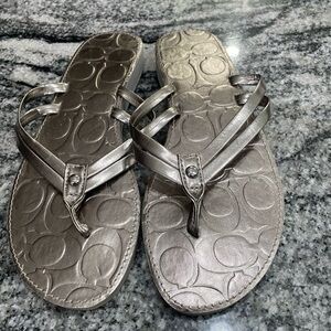 Coach Silver Flip Flops